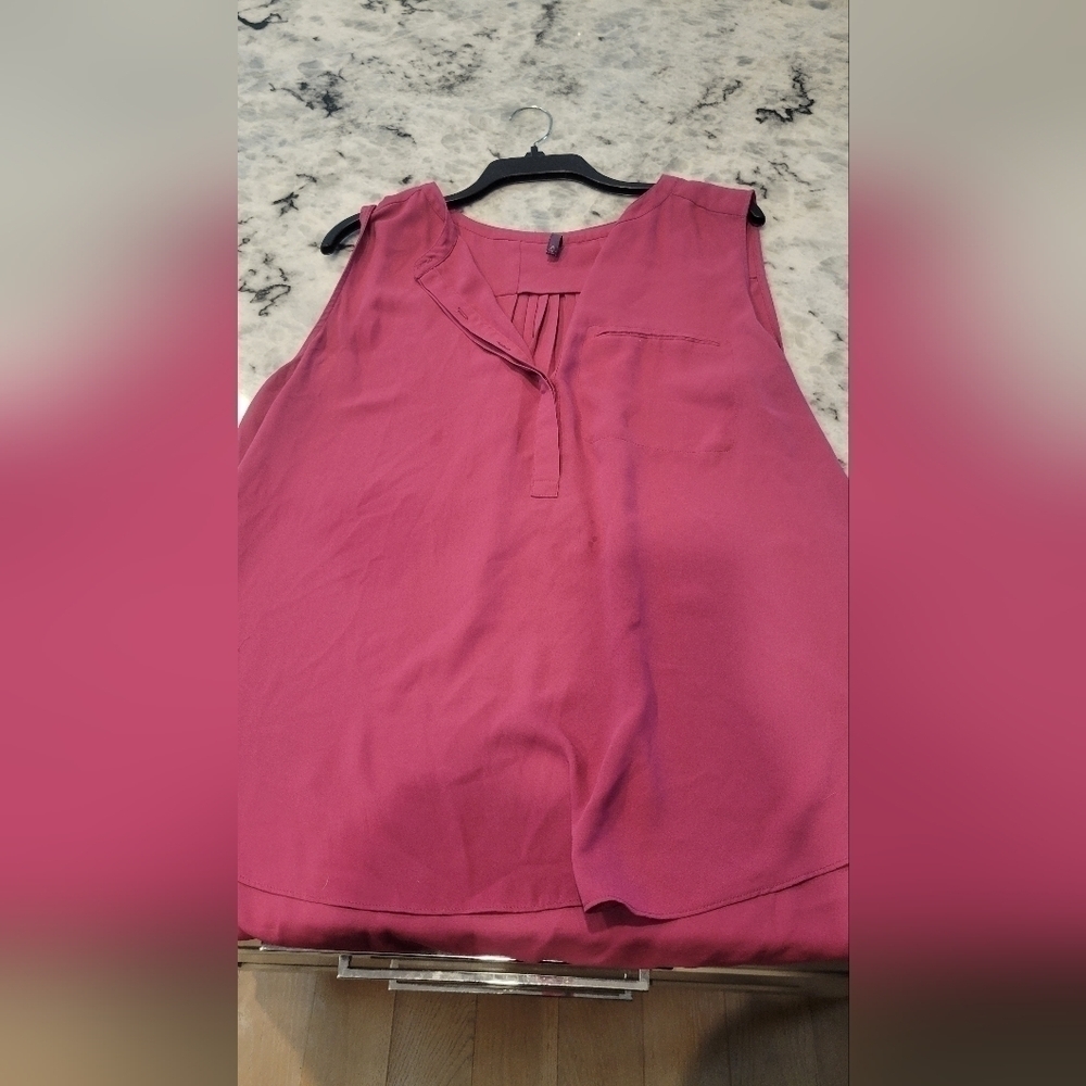 Magenta NYDJ Sleeveless Pintuk Blouse - Picture 2 of 4